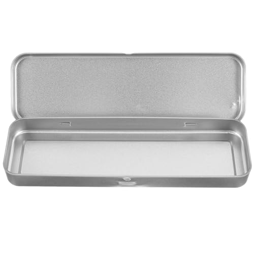Tofficu Estojo de lápis de metal, caixa de lápis de ferro folha de flandres fosco camada única, estojo retangular para caneta, lápis, giz