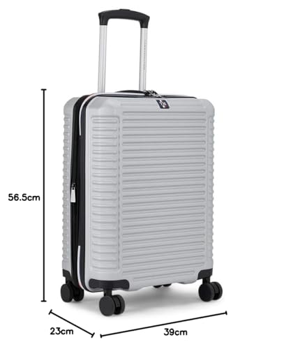 Image of Tommy Hilfiger Hummer Hardsided Cabin Luggage Trolley Bag for Travel - 56.5cms, Grey Small 8 Wheel Unisex Bag