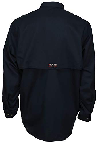 Image of MCR Safety Summit Breeze Flame Resistant FR Long Sleeve Shirt, 7-Ounce Cotton, Vents, Men's Work Shirt, Navy X-Large Tall