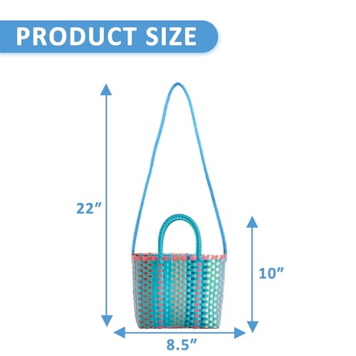 Bolso cuadrado de playa tejido para mujer miniatura 4