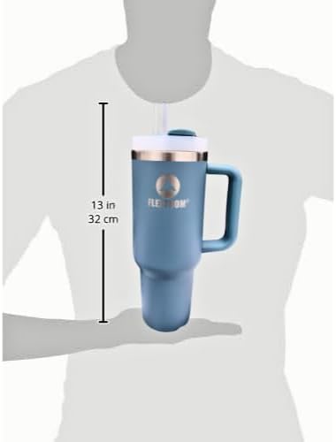 Stainless Steel Vacuum Insulated Tumbler with Lid and Straw | 40oz Reusable Travel Mug for Water, Iced Tea, Coffee, and More | (Cyan) - Image 2