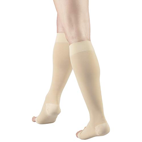 Image of Truform 20-30 mmHg Compression Stockings for Men and Women, Knee High Length, Open Toe