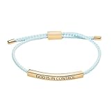 Pingyongchang God Is In Control Inspirational Bracelets for Women,Christian Faith Bracelets Handmade Letter Braided Adjustable Stainless Steel Bangle Christmas Birthday Gifts-D