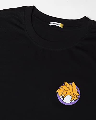 Image of Bewakoof Men's Gohan Graphic Printed 100% Cotton T-Shirt - Oversized Fit, Round Neck, Half Sleeves