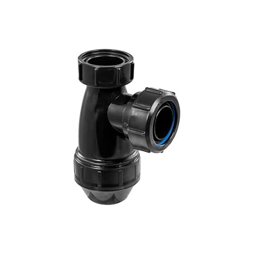 McAlpine E10-BL Black 1.25" Shallow Bottle Trap for Basins | Modern Bathroom Waste Trap | Space-Saving Design | Durable High-Quality Construction
