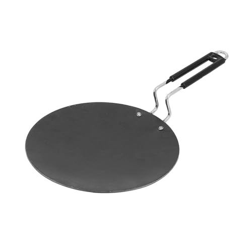 Image of Add2Cart Pre-Seasoned Iron Concave Tawa with Silicone Grip for Dosa /Chapathi, 22.86cm /9 in, 0.8 kg, Gas Compliant, 100% Pure & Toxin-Free, Uncoated in Black
