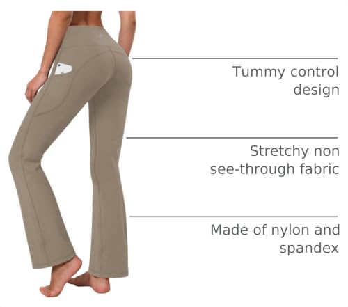 Image of BUBBLELIME 29 inch /31 inch /33 inch /35 inch /37 inch 3 Styles Women's High Waist Bootcut Yoga Pants Basic /Side Pockets Tummy Control Workout Flared