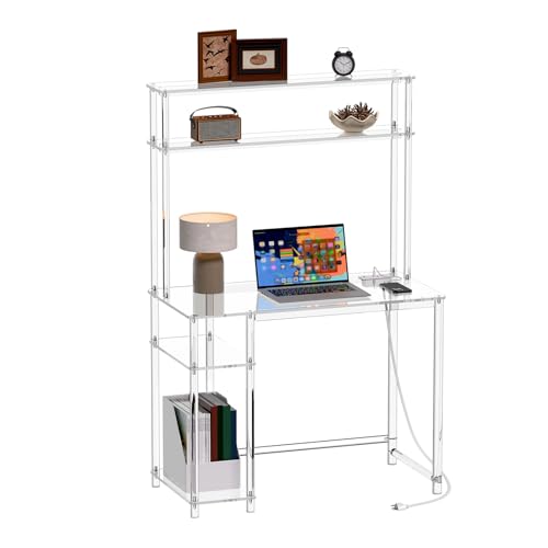 Hmyhum 01005 Acrylic Desk With Charging Station & Hutch cover