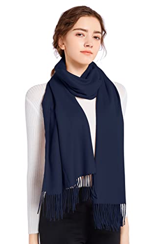 ELF KUCKUCK Schal Damen Winter Baumwolle Winterschal Pashmina, Geschenke für Frauen Freundin Mama, Marine