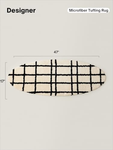 Tapete ovalado WENSHUO 47.3" x 17.72" negro y blanco miniatura 3