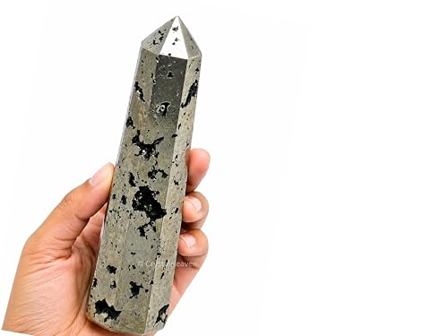 Image of Crystal Heaven Certified Raw Pyrite Crystal Tower Obelisk Point For Chakra, Healing & Balancing-Aaa Grade Original Certified Gemstone Agate For Reiki Meditation Yoga Spiritual (3-4 Inches)