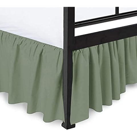 Sage Solid, Queen Size Dust Ruffled Bed Skirt, 800 Thread Count 100% Egyptian Cotton 15" inch Drop Split Corner Ruffle Bed Skirt, Wrinkle & Fade Resistant Cover