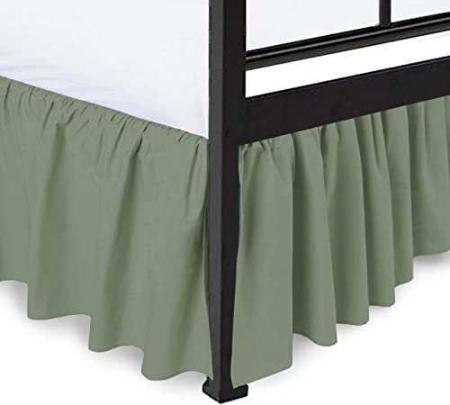 Sage Solid, Queen Size Dust Ruffled Bed Skirt, 800 Thread Count 100% Egyptian Cotton 21