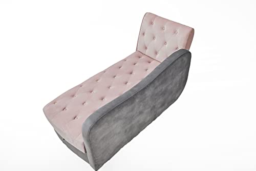 Mbolyeer Velvet Storage Chaise Lounge, Sofa Sleeper Bed Upholstered Buttons Tufted Headrest Adjustable Sofa Chaise Lounger With Solid Wood Legs And 1 Pillow For Bedroom, Living Room, Apartment (Pink) #TOP7