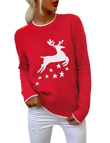 Demegimi Damen Weihnachtspullover Christmas Pullover Warm Lustiger...