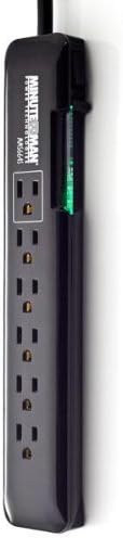 Minuteman, MMS6-OUTLET Slimline Surge Protector, (6) Grounded OUTLETS, UL 1449, UL 1363 Certified, Lifetime Limited Warranty, ,000 Connected Equipment Warranty Protection, 15A, 120V, 1800 WATTS, 1