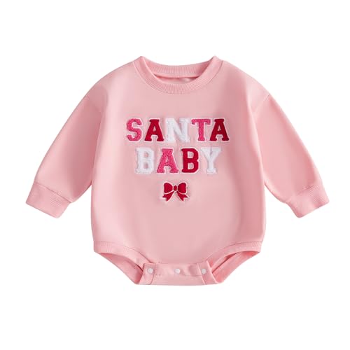 Image of JLKGICF Newborn Baby Boy Girl Christmas Outfit Little Boo Ghost Print Sweatshirt Romper Bodysuit Fall Winter Clothes
