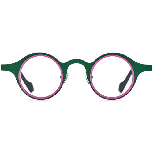 Image of FONEX Colorful Pure Titanium Glasses Frame Women Retro Round Eyeglasses