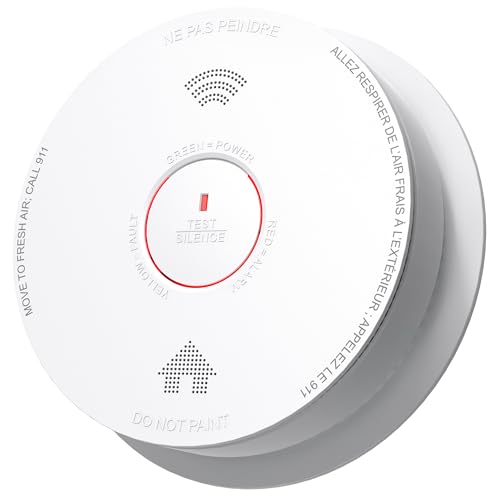 Smoke Detector Carbon Monoxide Detector Combo 10 Year Battery with Bilingual Voice Alerts Fire Smoke & Carbon Monoxide Alarms for Home Standalone Model 1 Pack