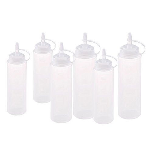 JiaUfmi 8 Ounce Plastic Squeeze Condiment Bottles with Tip Cap - Ideal for Condiments, Oil, Icing,Liquids and Crafts ¨C Set of 6