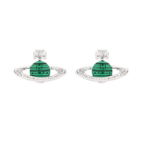 Vivienne Westwood Green Stone Saturn Earrings with special packing box and paper bag