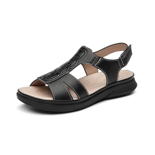 SelenePair Women's Flat Arch Support Slide Sandals Open Toe Casual Walking Summer Adjustable Sandal