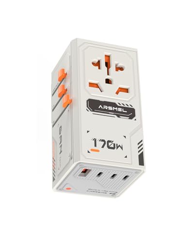 【GaN採用・170W高出力】海外旅行用変換プラグ&充電器|3つのUSB-C & 1つのUSB-A搭載(5A/28V)|世界各国対応(Type-C/A/G/I)|アメリカ・ヨーロッパ・韓国・台湾・タイ対応