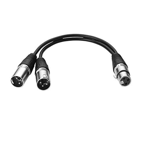 SIENOC Câble séparateur XLR, câble Microphone en Y 1 femelle vers 2 mâles XLR - 0,3m,Argenté