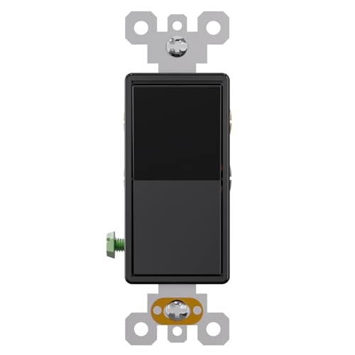 AIDA 1 Pack 4 Way Rocker Decora Light Switch, 15 Amp Self-grounding Electrical Light Switches, Residential Grade, UL Listed, Glossy Black