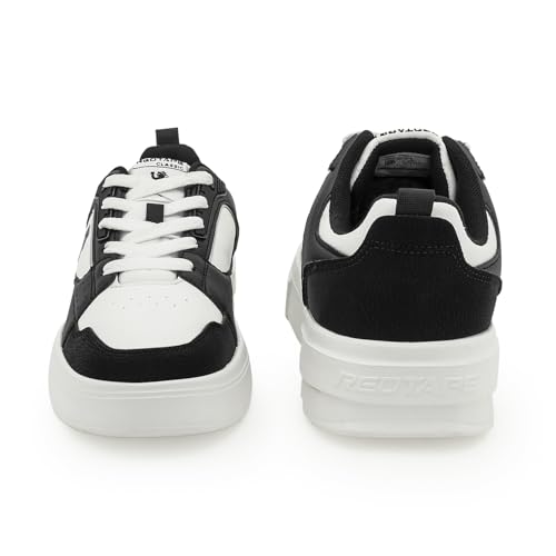 Image of Red Tape Men's Sneakers Black White Pu Round Toe Lace-Up Responsive Sole
