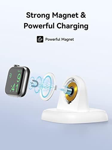 NEWDERY Wireless Charging Station for Apple Watch 8/Ultra Fast Charger Dock Stand Magnetic iWatch Charging Holder Portable Mini Travel Charger for iWatch Series 8/7/6/5/3/2/SE/Ultra