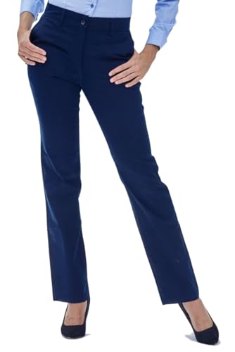 BRAVO BUSINESS WEAR | Pantalón Casual de Gabardina Mujer | Moda Casual para Dama, Strech Corte Recto (MX/US, Numérica, 30, Regular, Regular, Azul)