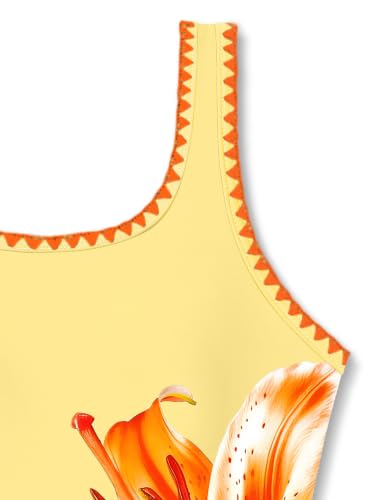 Image of Qaoerde Girls Swimsuit One Piece Swimsuits Solid Color Bathing Suit Colorful Contrast Trim Adjustable Straps Swimwear 9-16Y