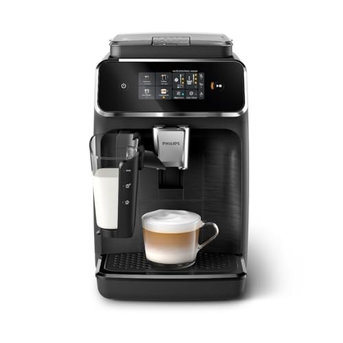 Philips 2300 Series Fully Automatic Espresso Machine, LatteGo Milk System | 3 Coffee Pre-Sets, ceramic grinder, customizeable coffee strength & cup size, hot water, 15-bar pressure(EP2330/10)