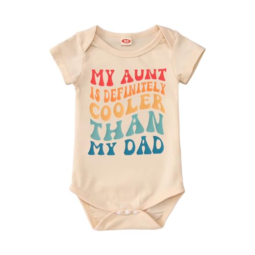 IZYJOY Newborn Infant Girls Boys Onesie Funny My Aunt Is Cooler Than My Dad Bodysuit Romper Unisex Baby Gift Clothes 0-12M