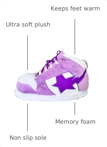 Image of CUTEGAL Sneaker Slippers Star Fluffy Shoes Memory Foam One Size Indoor Comfy and Trendy for Men Unisex Home Pantuflas