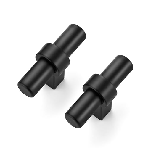 Image of Ravinte 5 Pack Single Hole Cabinet Pulls Matte Black Kitchen Cabinet Hardware Cupboard Handles with Square Base 2 inch Length