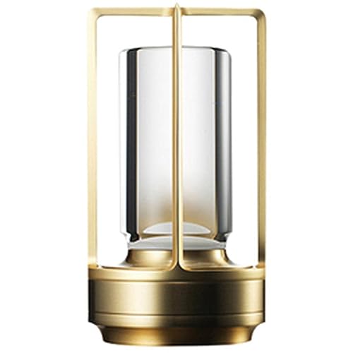 Clyictz 1 lámpara de cristal recargable dormitorio LED táctil lámpara de mesa restaurante decoración atmósfera noche luz oro