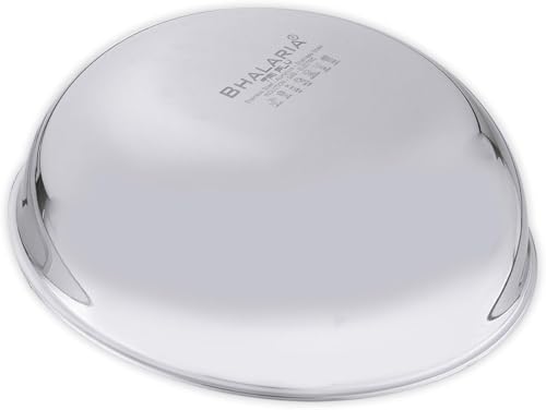 Image of Bhalaria Premium Triply Stainless Steel Tasla 34CM Lid with Handle | 5L Capacity | Gas & Induction Compatible | 2X Faster Heating | Easy to Clean | Less Oil Use | 100% Food Safe|Durable Cookware