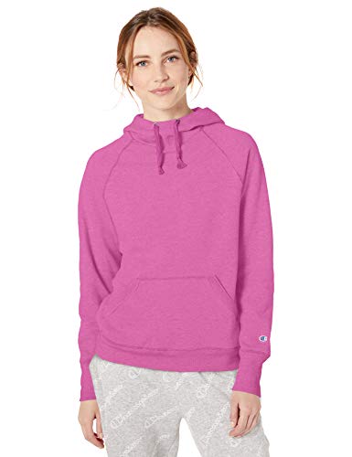 Champion Women's Powerblend Hoodie, Script Our Favorite Fuchsia, Medium