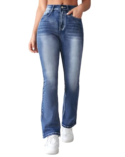 Women's Classic Mid Rise Bootcut Jeans Stretchy Curvy Fit Denim Pants2