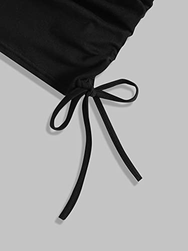 Floerns Women's Graphic Print Sleeveless Drawstring Ruched Crop Tank Top4