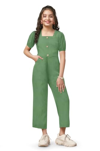 Image of Fashion Dream Girl's Ankle Length Solid Jumpsuit