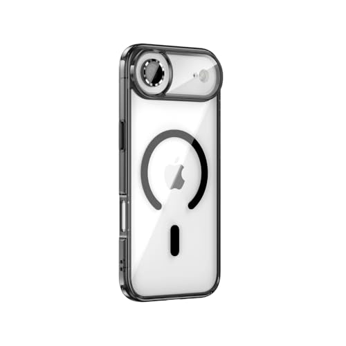 Image of TechTrendz Polycarbonate Transculent Back Cover for iPhone Air Compatible with MagSafe, Scratch-Resistant Camera Bump Protection Shockproof Military-Grade Protection TPU Magnetic Back Case (Black)