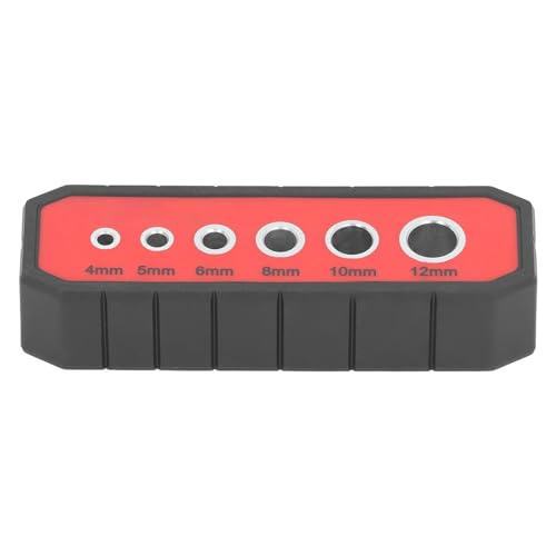 VOBOR Bohrhilfe Bohrschablone, Robuste ABS-Bohrführung mit 6 Buchsengrößen (4/5/6/8/10/12 mm), V-Nut für Rohre, Antirutsch-Beschichtung für winkelgenaue Bohrungen