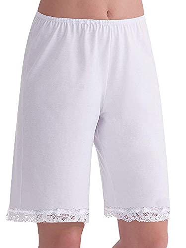 YILEEGOO Women’s Satin Pettipants Sleep Shorts, White, Large