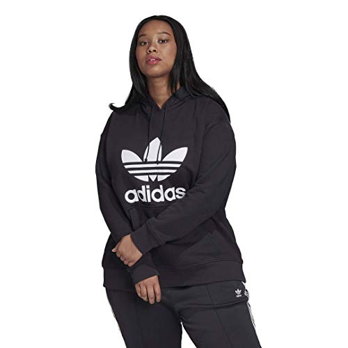 adidas Originals womens Adicolor Trefoil Hoodie Black/White X-Large