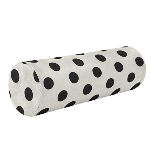 miaozhen Trendy Polka Dot Black Beige Neck Roll Pillow Case Cover Round Pillows for Sleeping almohada para cervicales y Cuello 5.5''x17''