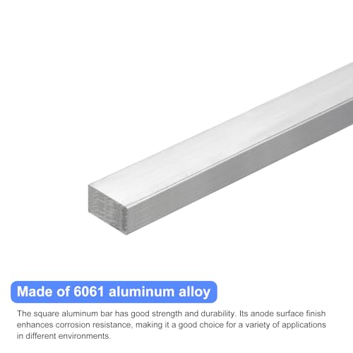 Image of uxcell Square Aluminum Flat Bar, 5 /8 inch Thick 1 inch Width 10 inch Length Square Aluminum Bar 6061 Aluminum Flat Plate, 16 x 25 x 254mm T6511 Solid New Mill Stock for Industrial Building