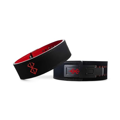 Sacrifice Anime Weight Lifting Belt with Berserk Guts Sacrifice Symbol, Alloy Lever, and Heavy Duty Leather for Gym Strength Training, Weightlifting, and Powerlifting, Adjustable